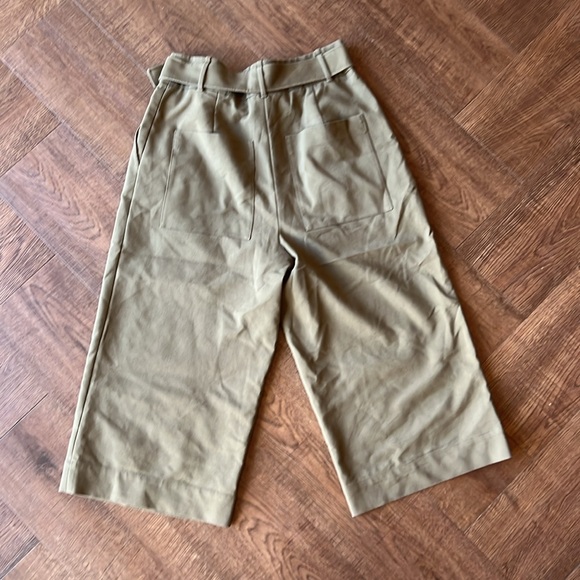 Tibi Wide Leg Belted Crop Pants Olive Green Sz 4 - Picture 3 of 3